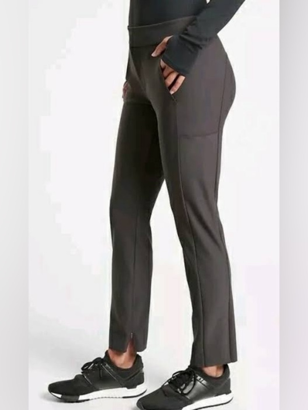 NWOT Athleta Stellar Trouser 10 Shale Brown Gray Tailored Stretch Office Travel